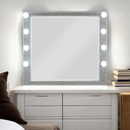 Mirrored Bedroom Mirror With Integrated Light - Champagne Frame