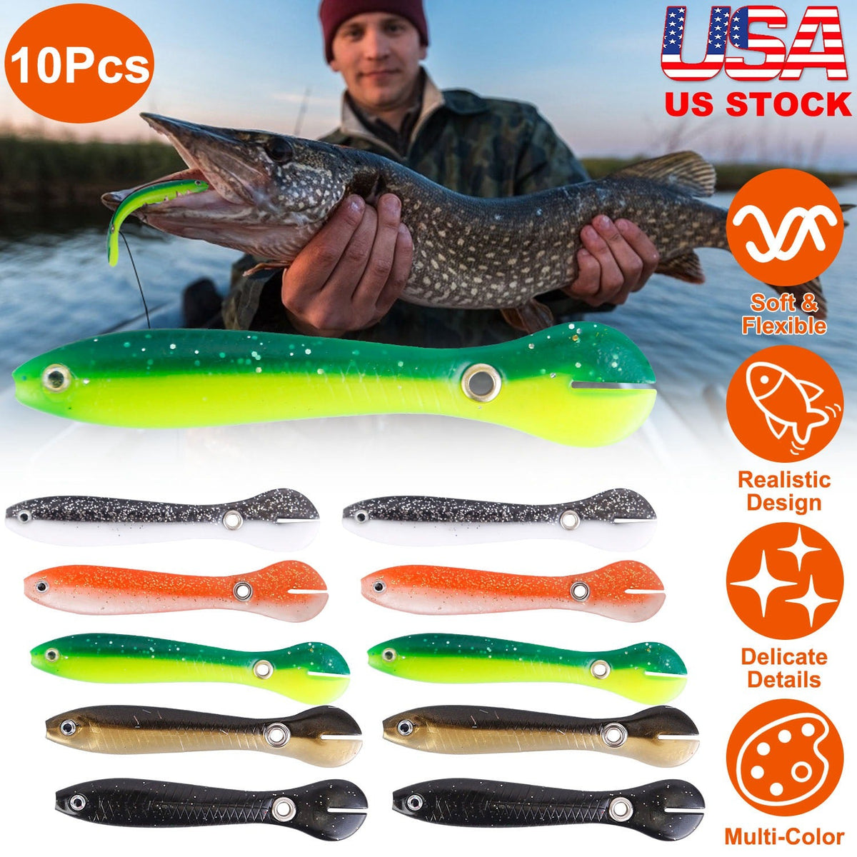 GBruno 10Pcs Soft Fishing Lures