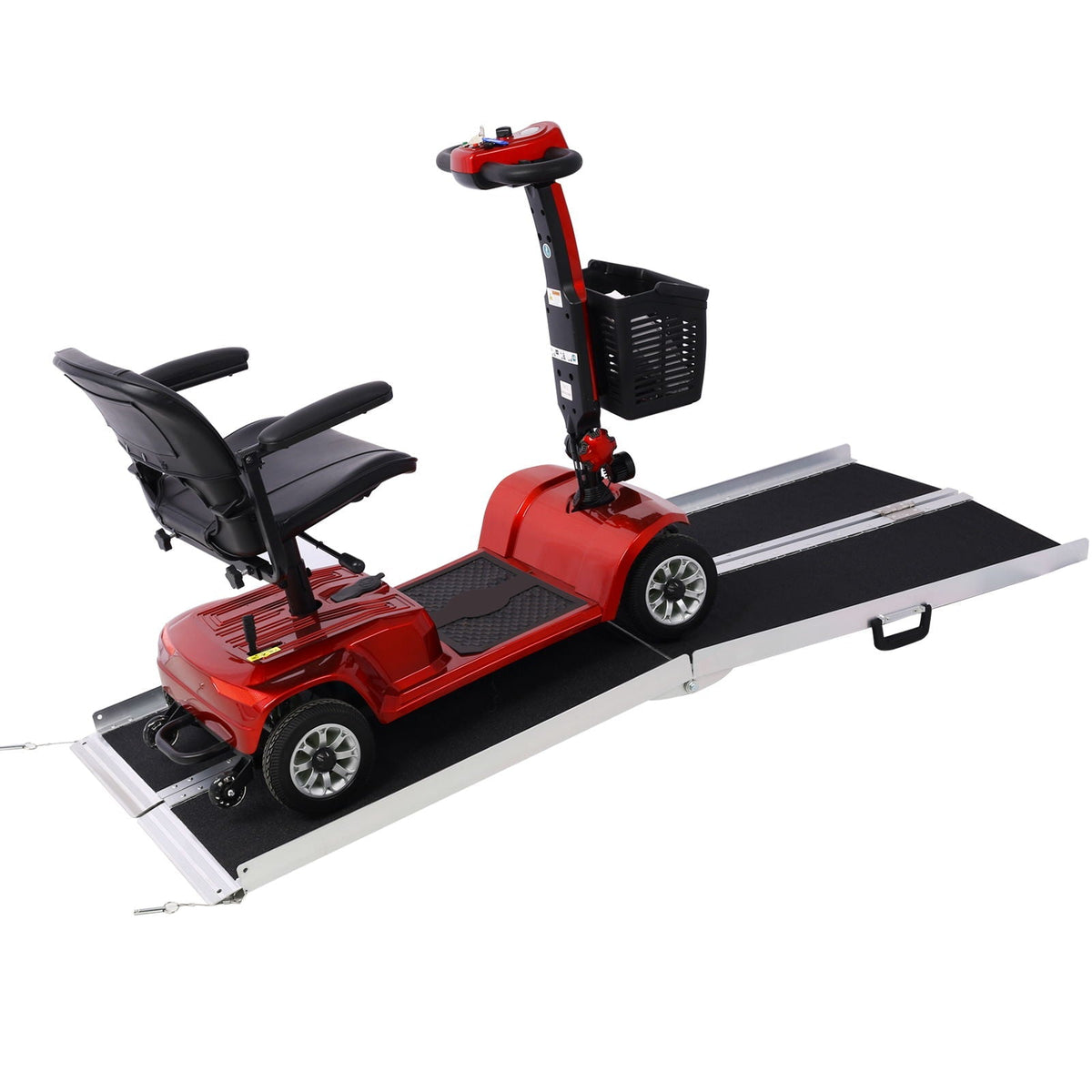 Portable Foldable Wheelchair Ramp with Non-Skid Surface - Black