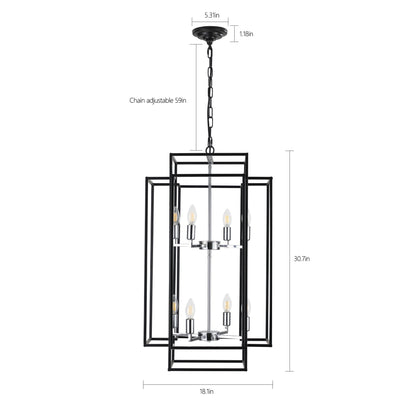 Modern 8-Light Geometric Pendant Chandelier with Adjustable Height - Chrome
