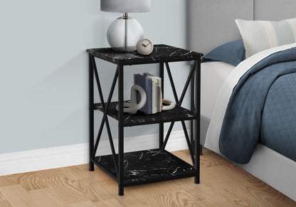 3 Tier Accent Table with Marble Look Top - White, Light Brown, Gray, Black