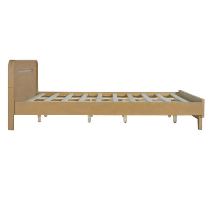 Pine Solid Wood Queen Size Bed in Rustic Yellow