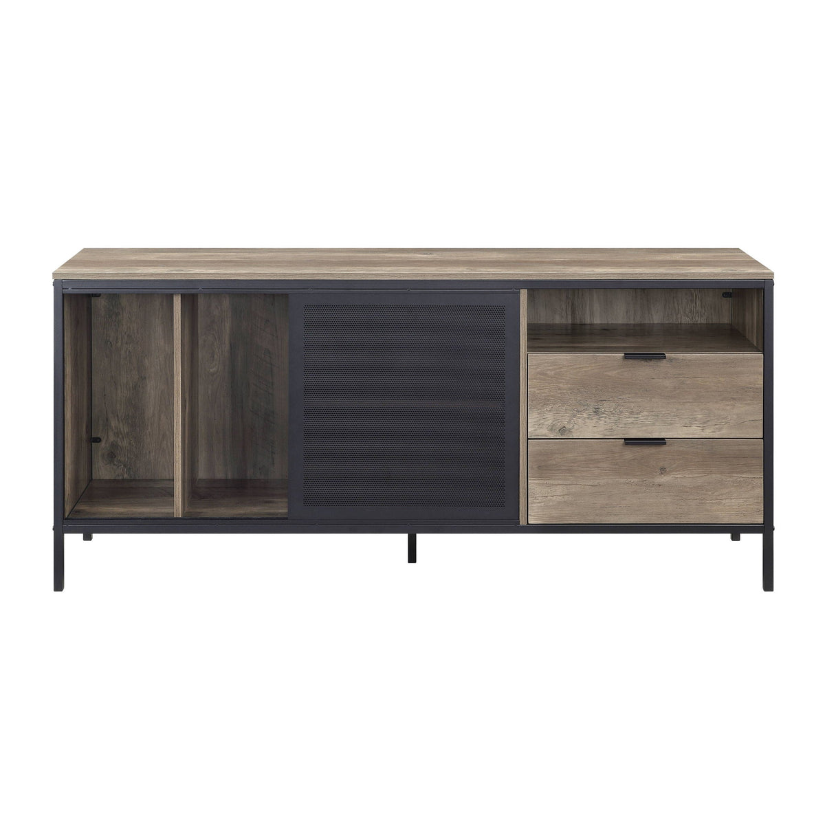 Light Brown Rustic TV Stand with Metal Frame - Nantan