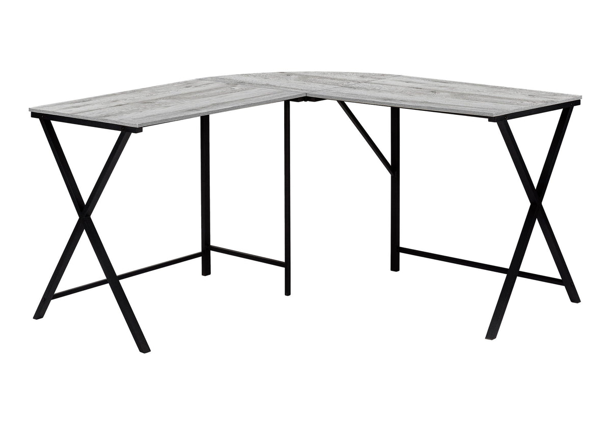Contemporary L-Shaped Corner Computer Desk with Metal Base - Light Brown, Gray, or White