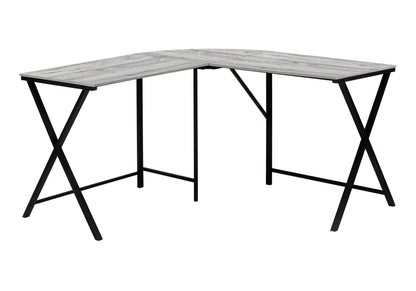 Contemporary L-Shaped Corner Computer Desk with Metal Base - Light Brown, Gray, or White