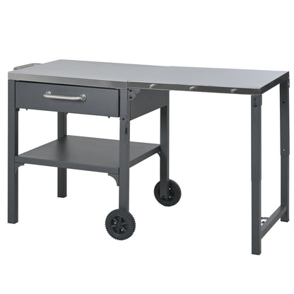 Outdoor Kitchen Cart Foldable Prep Station with Storage - Gray