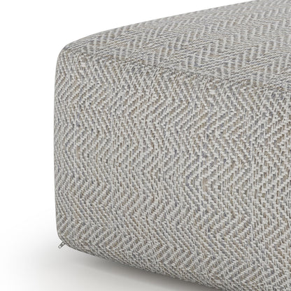 Patterned Grey Melange Square Accent Pouf with Polystyrene Fill - Grey