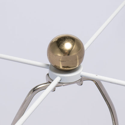 Round Aluminum Table Lamp with Fabric Shade - Gold