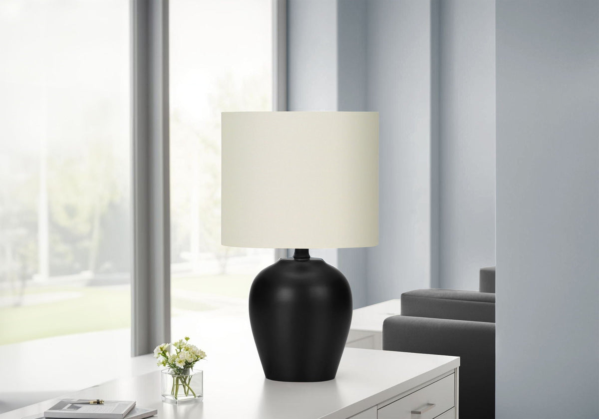 Transitional Ceramic Table Lamp with Rotary Switch - Black / Cream