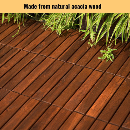 Striped Interlocking Deck Tiles with Waterproof Design - Brown, Gray, Light Brown