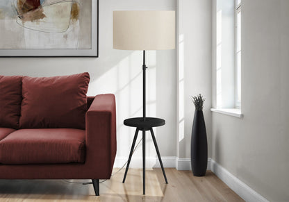 Modern Floor Lamp with Adjustable Height and Built-In Shelf - Black or Gold