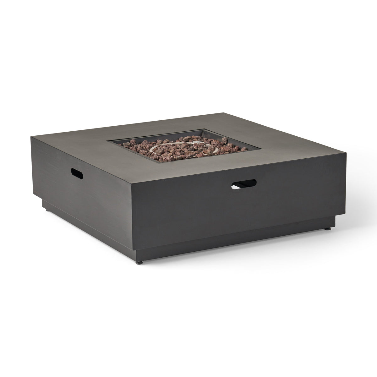 39'' Square Iron Fire Pit with 50,000 BTU Heating - Dark Gray
