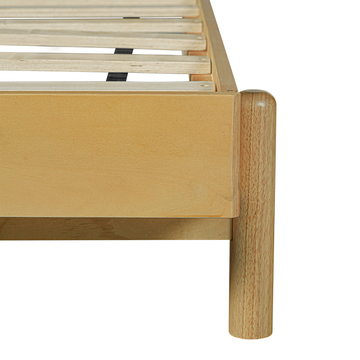Premium Rubber Wood Platform Bed Frame, Queen Size with Headboard