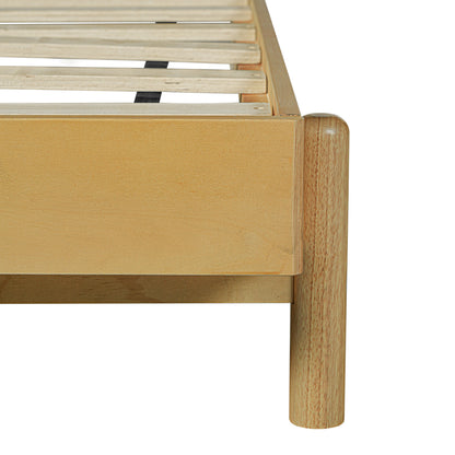 Premium Rubber Wood Platform Bed Frame, Queen Size with Headboard