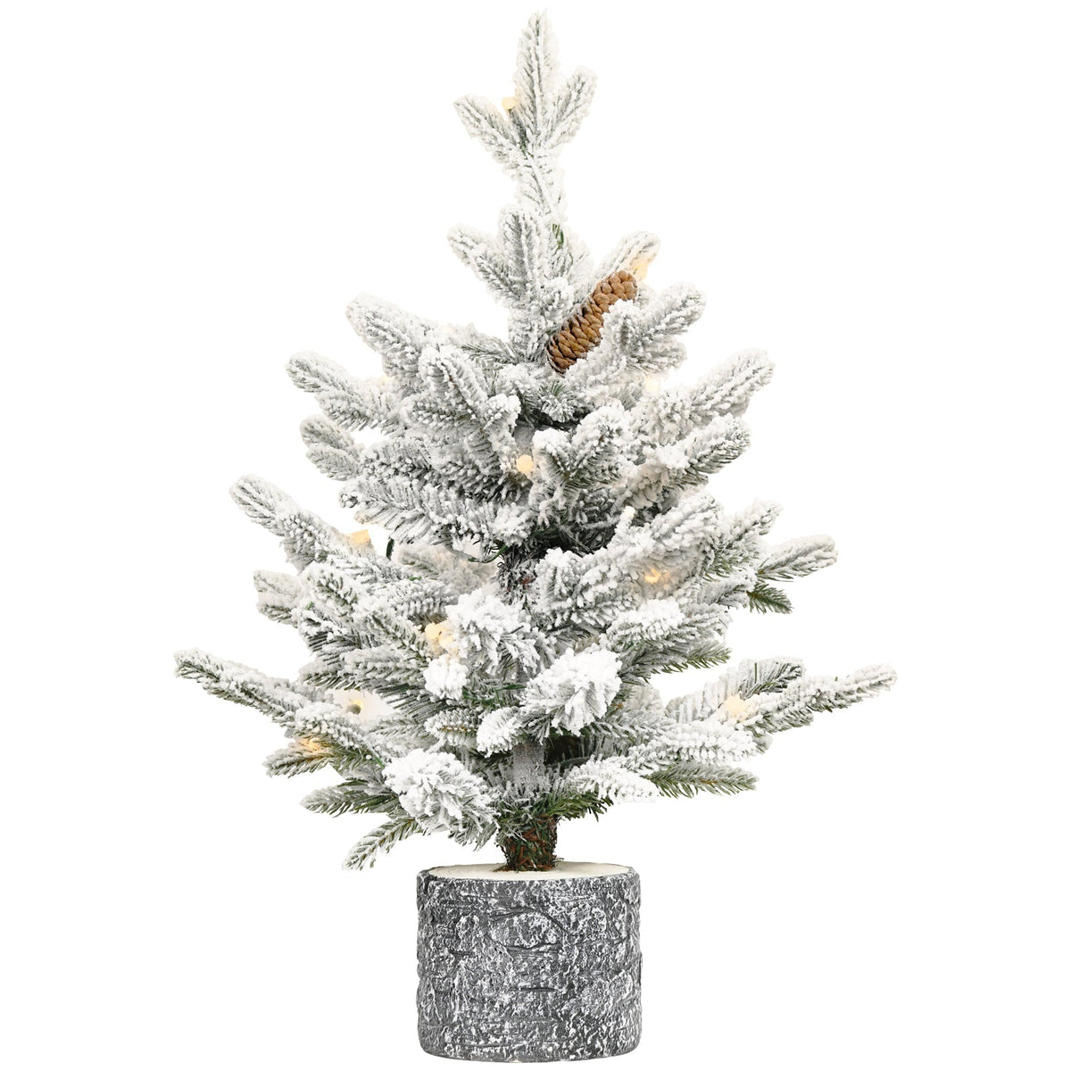 2FT Flocked Christmas Tree with Pot Base