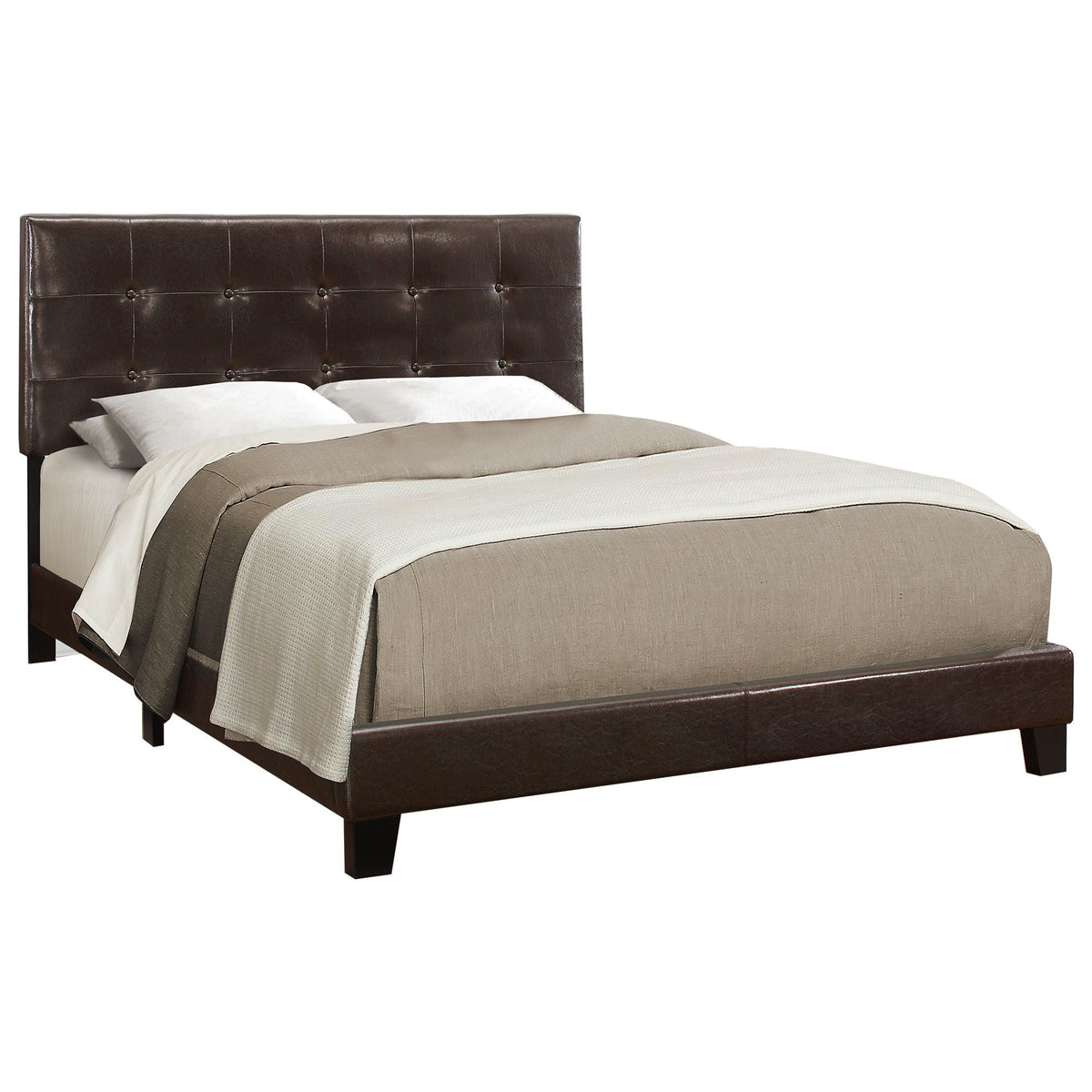 Transitional Upholstered Bed Frame with Tufted Fabric - Multiple Colors