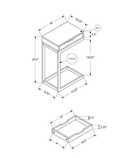 C-Shaped Accent Table with Storage Drawer – Multiple Colors