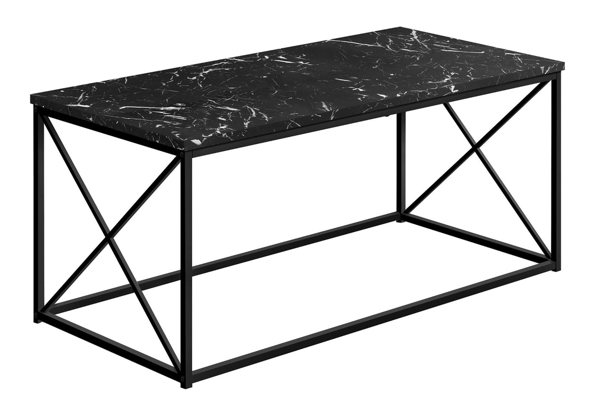 Rectangular Coffee Table with Metal X-Base - Light Brown, Dark Gray, or Black
