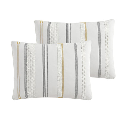 Ivory Cotton Comforter Cover Set with Decorative Pillows - King