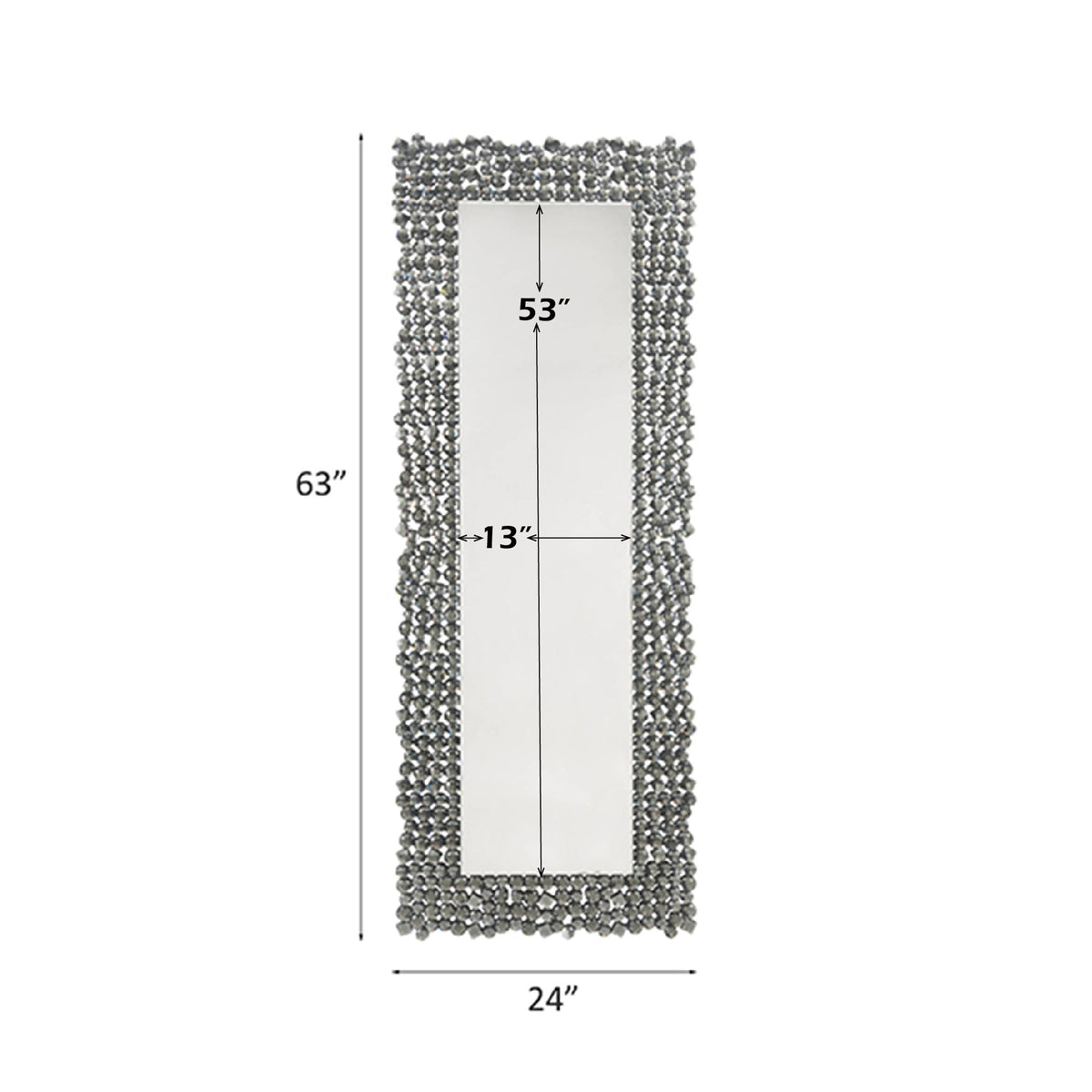 Mirrored & Faux Gems Accent Mirror with Beveled Frame - Silver
