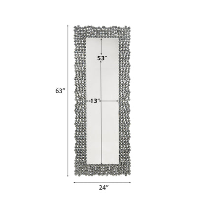 Mirrored & Faux Gems Accent Mirror with Beveled Frame - Silver