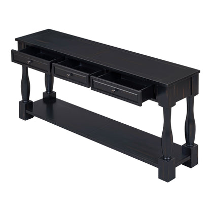 63" Console Table with Drawers and Shelf - Espresso