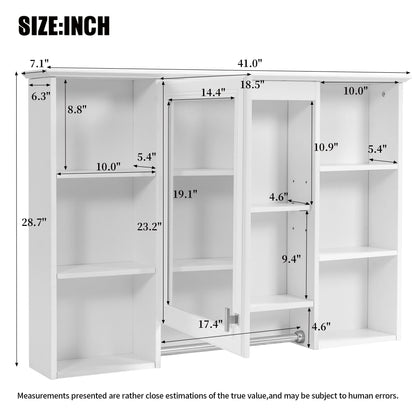 3-in-1 Modern Bathroom Mirror Cabinet with Adjustable Shelf - White or Black