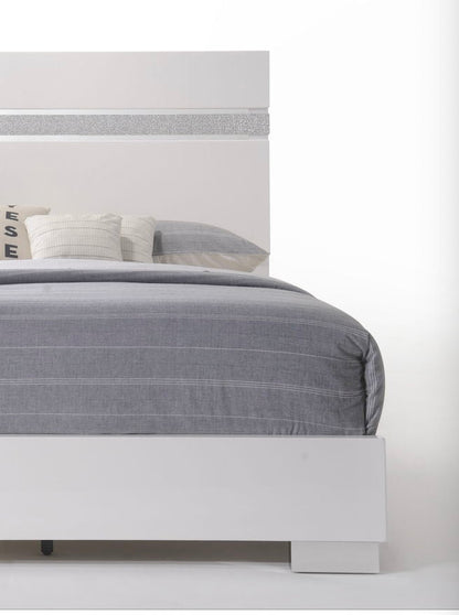 Naima Elegance Queen Panel Bed with Optional 2-Drawer Storage - White