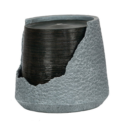 Broken Urn Water Fountain with Integrated Light - Dark Gray