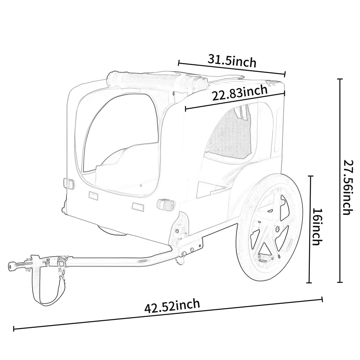 Pet Bike Trailer with Foldable Steel Frame - Small & Medium Pets