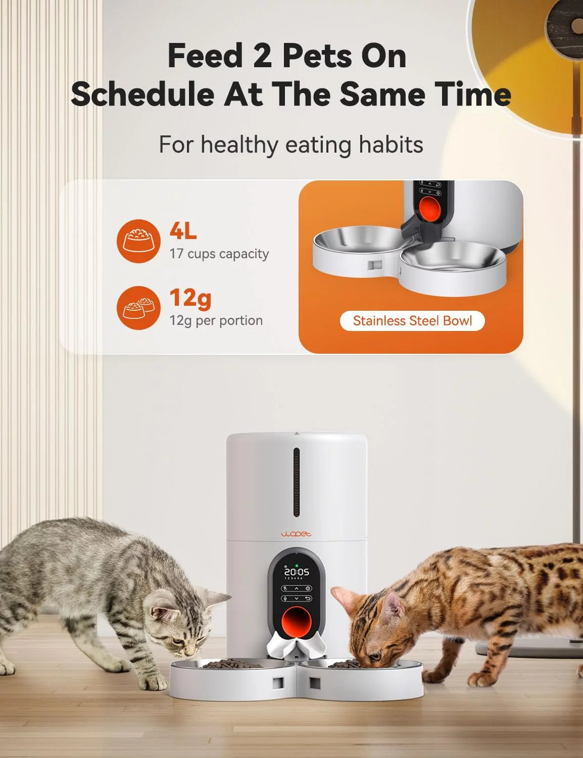 Automatic Cat Feeders for 2 Cats and Dogs