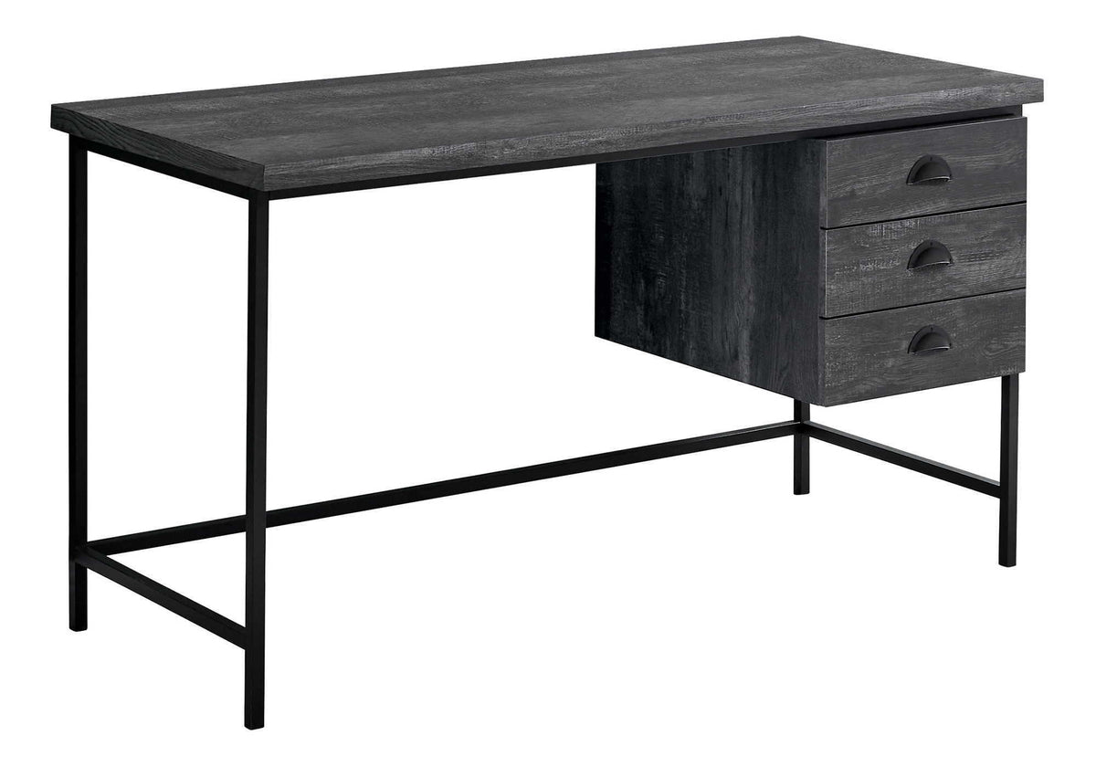 Contemporary Computer Desk with 3 Storage Drawers - Dark Gray, Gray, or Dark Brown