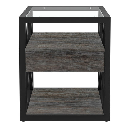 Modern End Tables with Drawer - Set of 2 Nightstands