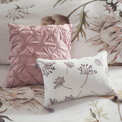 8 Piece Cotton Printed Comforter Set with Embroidered Pillows - Blush