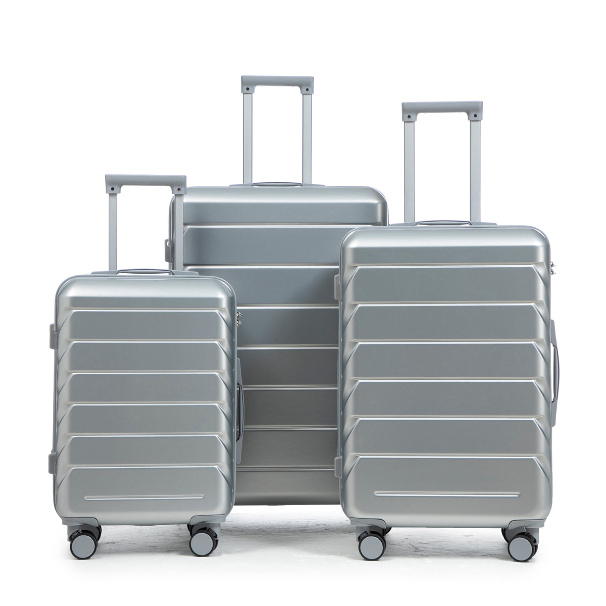 3-Piece ABS Spinner Wheel Luggage Set with Combination Lock - Silver