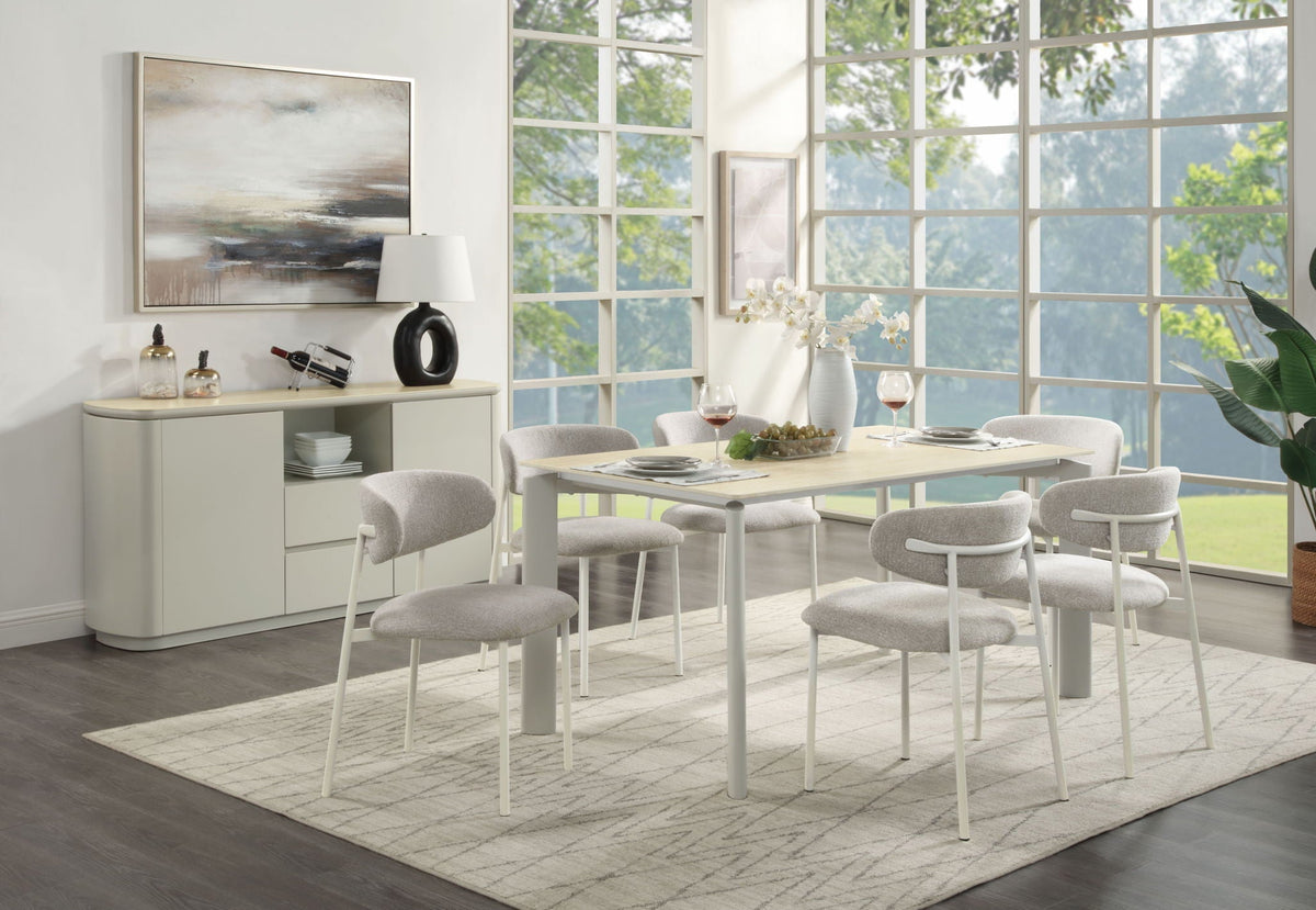 Light Gray Ceramic Top Dining Table with Durable Metal Legs - Ingram