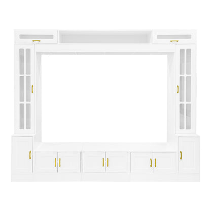 Wall Unit Entertainment Center with Glass Doors - White or Black
