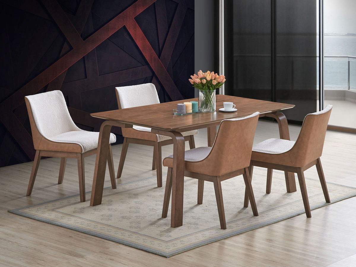 Ginny Walnut Dining Table with Modern Rectangular Design - Dark Brown