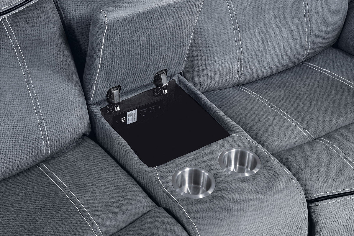 Two-Tone Reclining Loveseat with USB Console - Dark Gray or Dark Brown