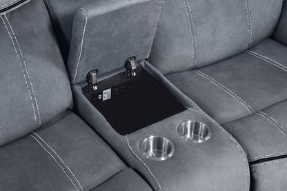 Two-Tone Reclining Loveseat with USB Console - Dark Gray or Dark Brown