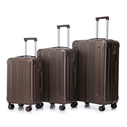 3 Piece ABS Spinner Wheel Luggage Set with Spinner Wheels - Brown