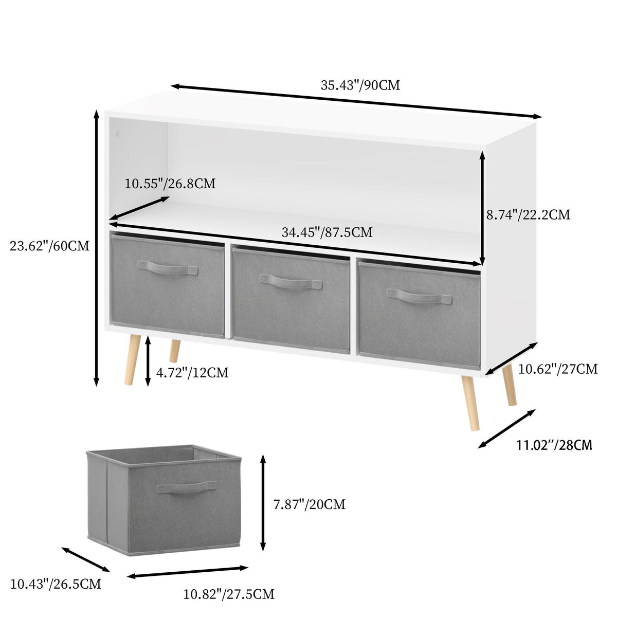 Bookcase With Collapsible Drawers Organizer - Gray, Pink, or Purple