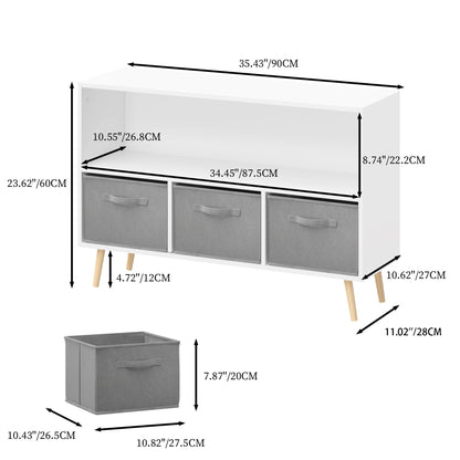 Bookcase With Collapsible Drawers Organizer - Gray, Pink, or Purple