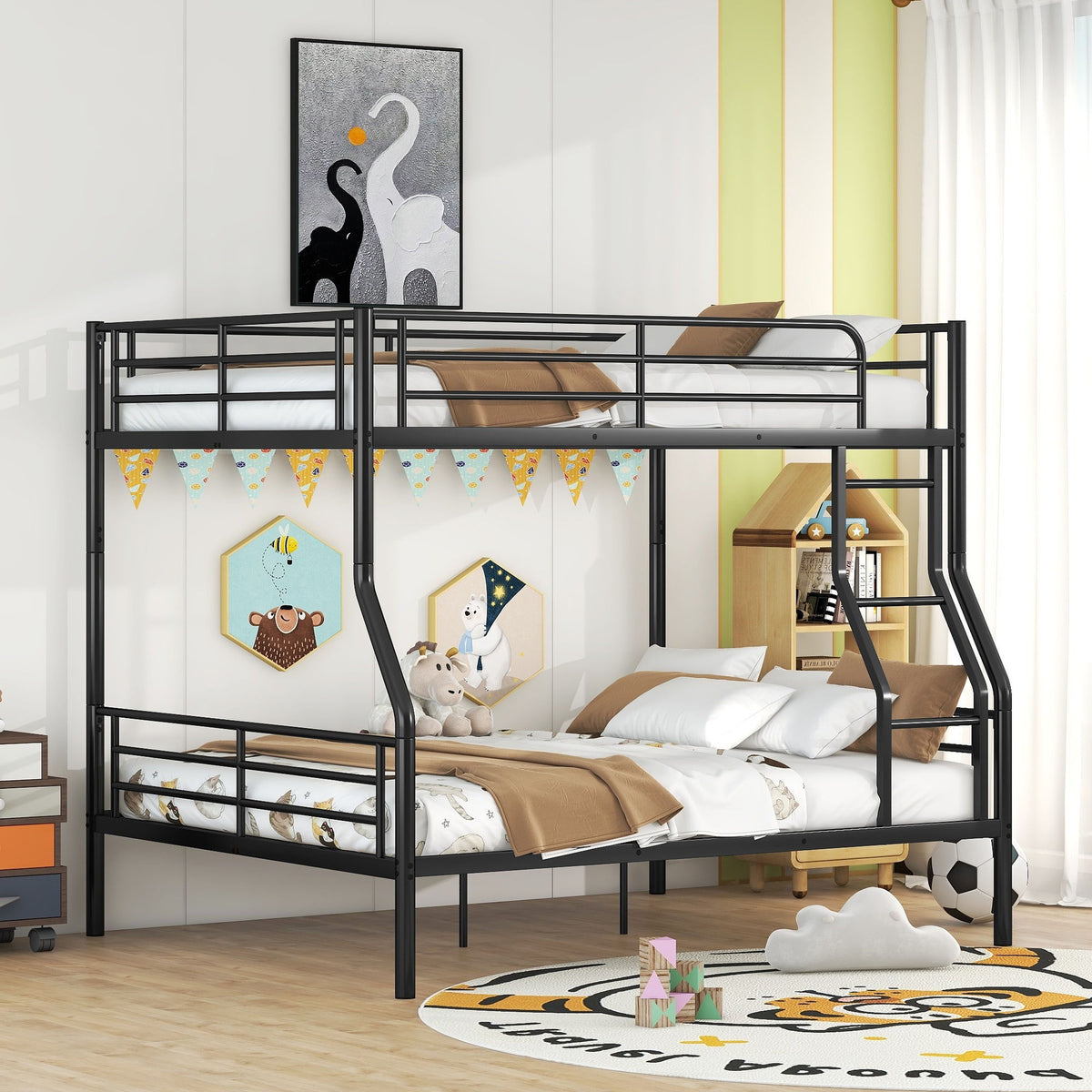 Steel Construction Bunk Bed with Convertible Design - Multiple Colors
