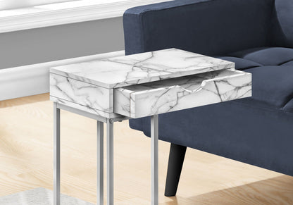 C-Shaped Accent Table with Pass-Through Drawer - Light Brown, White, Black, or Gray