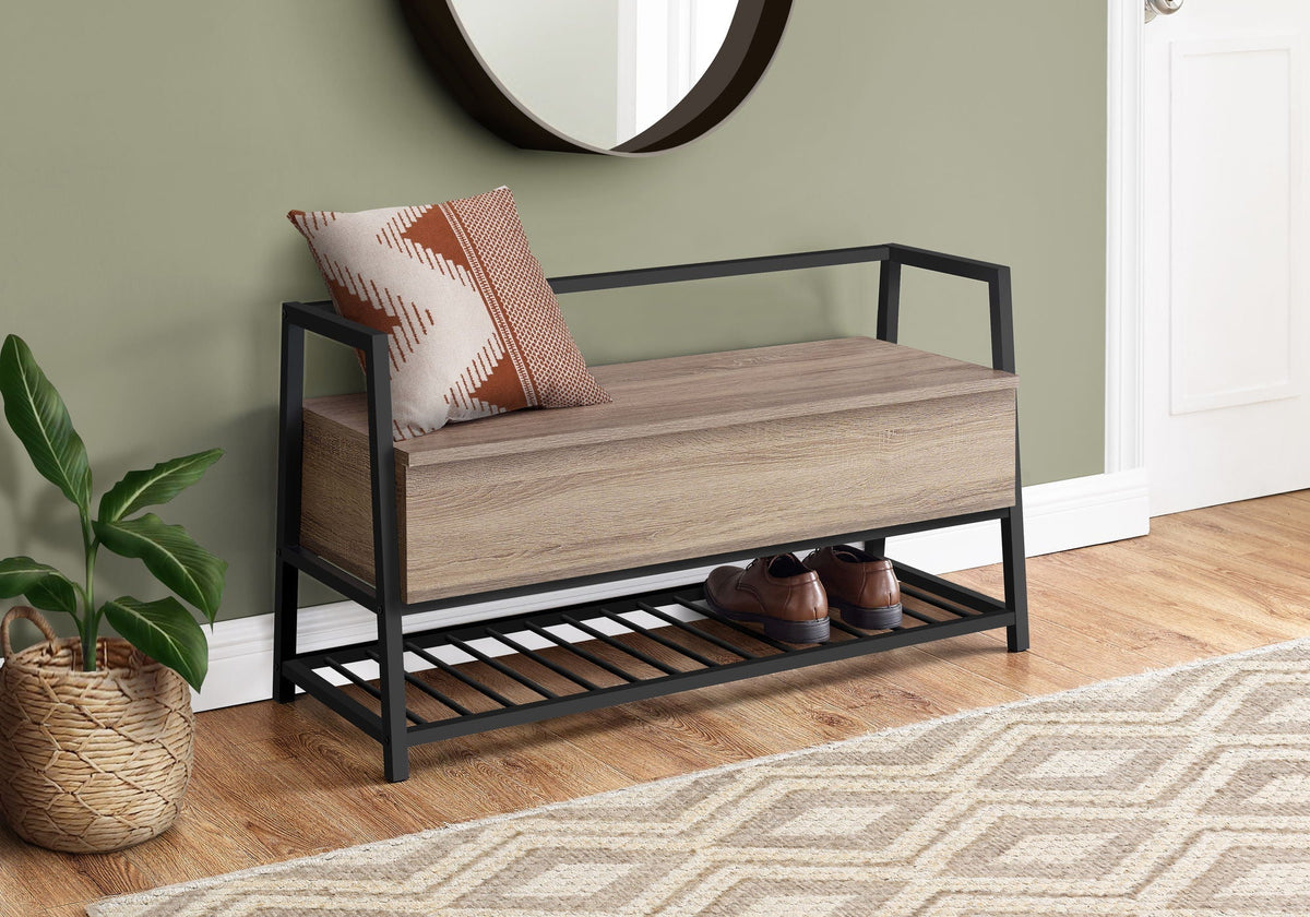 Rectangular Storage Bench with Flip-Top Storage - Gray or Light Brown