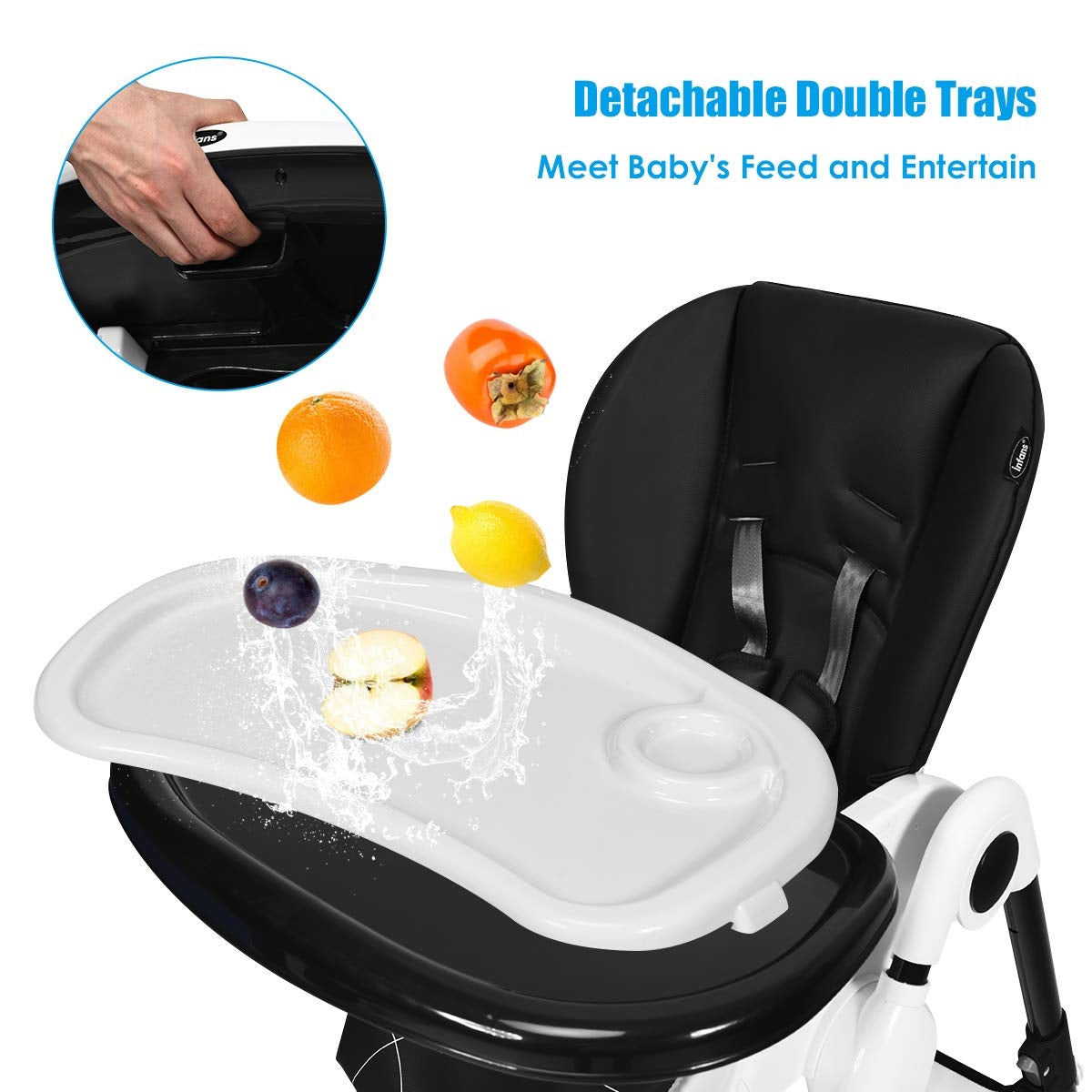 A-Shaped High Chair with 4 Lockable Wheels