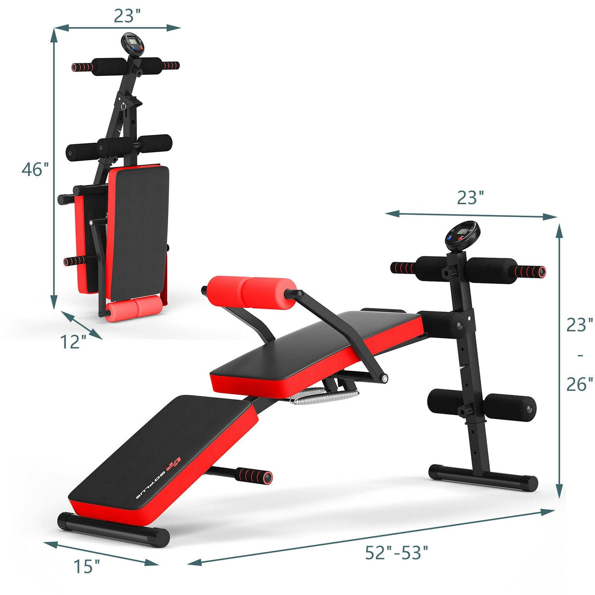 Adjustable Sit Up Bench with LCD Monitor