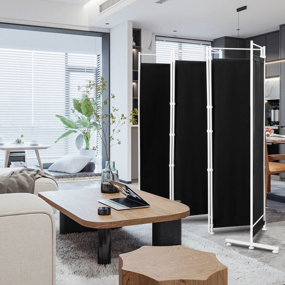 6-Panel Room Divider Folding Privacy Screen