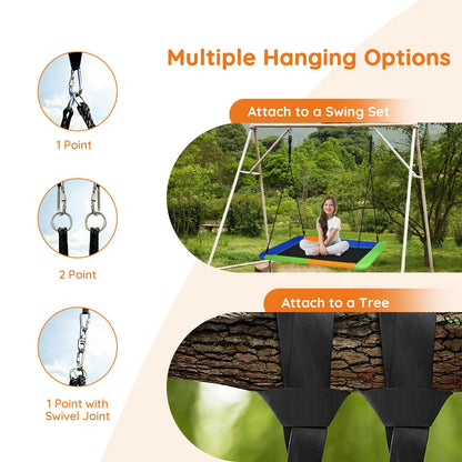 60 Inches Platform Tree Swing with 2 Hanging Straps